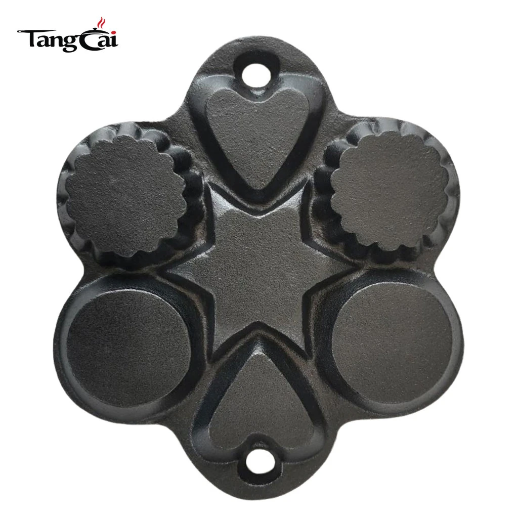 Personnalis&eacute; Moule de cuisson multiforme en fonte, moule pr&eacute;-assaisonn&eacute; de 6 tasses avec &eacute;toile, c&oelig;ur et puits ronds pour muffins, biscuits et cr&ecirc;pes