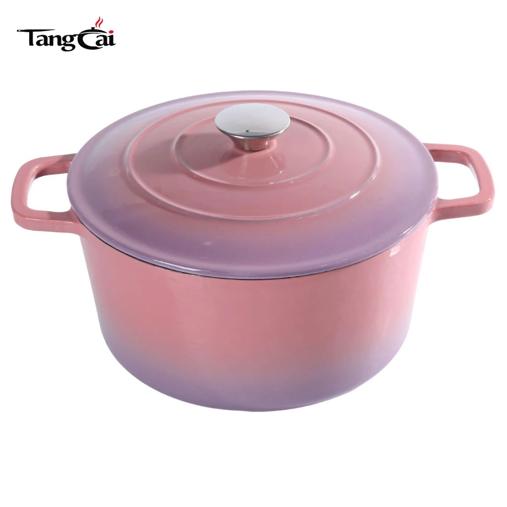 Four hollandaise en fonte &eacute;maill&eacute;e ronde personnalis&eacute;e de 5,5 QT avec couvercle, cocotte antiadh&eacute;sive pour la cuisson du pain au levain