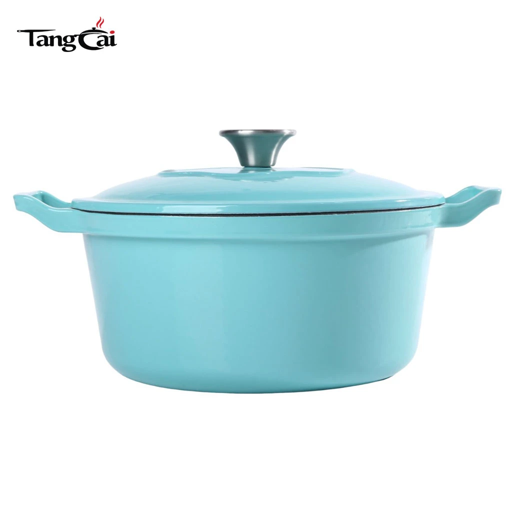 Four hollandaise ronde classique en fonte &eacute;maill&eacute;e de 5&nbsp;QT&nbsp;- Cocotte bleue Tiffany Pot &agrave; soupe pour la cuisson du pain au levain