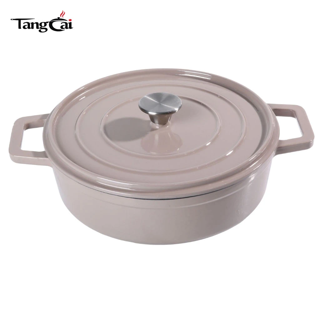Vente en gros de petite cocotte en fonte &eacute;maill&eacute;e, mini Casserole de fruits de mer avec couvercle plat