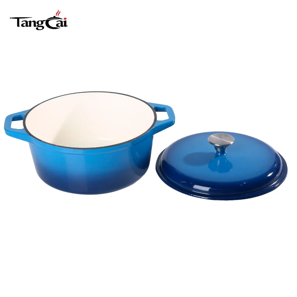 Four hollandaise en fonte &eacute;maill&eacute;e bleue de 6&nbsp;litres, cocotte robuste et braisi&egrave;re avec couvercle