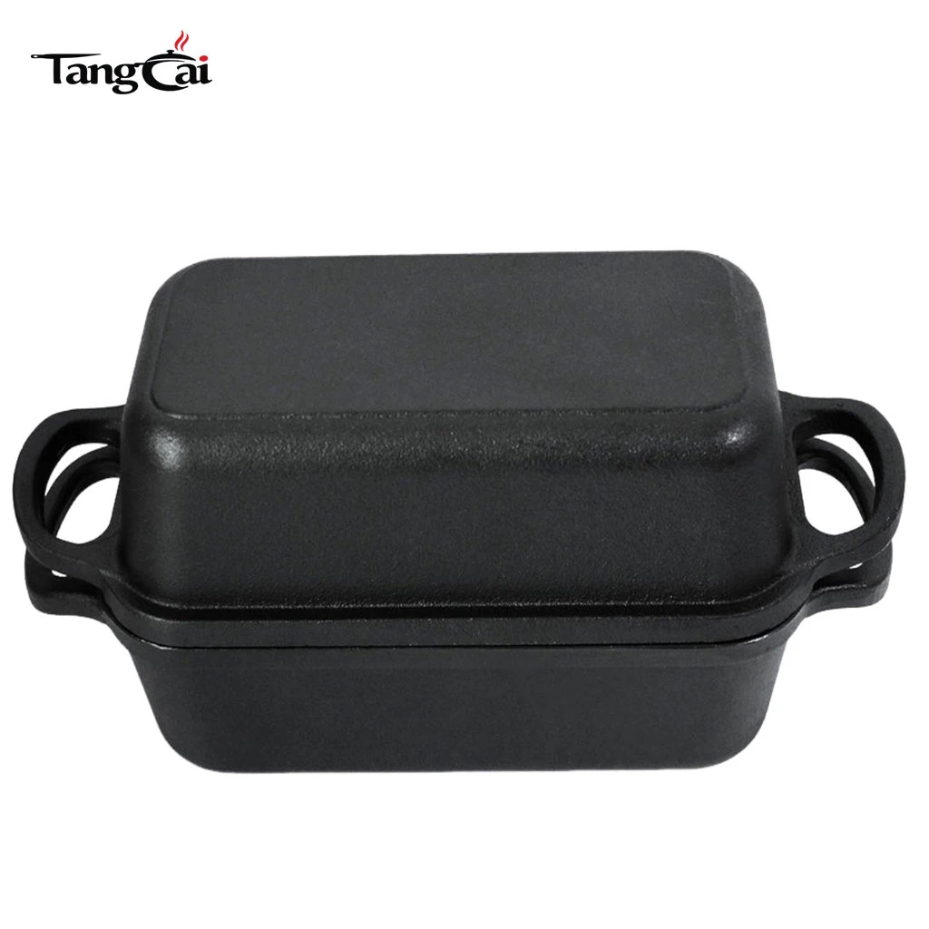 Moule &agrave; pain rectangulaire en fonte 2&nbsp;en&nbsp;1 avec couvercle, cuiseur combin&eacute; multi-usage pour la cuisson du pain 9&nbsp;x&nbsp;5&nbsp;pouces