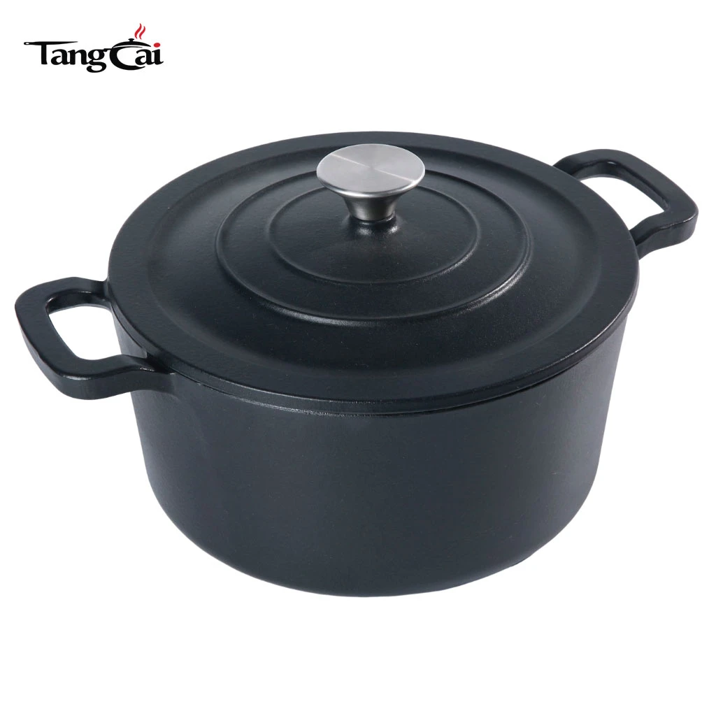 Four hollandaise en fonte &eacute;maill&eacute;e de 7&nbsp;quarts Marmite&nbsp;&ndash;&nbsp;Noir mat&nbsp;&ndash;&nbsp;Marmite robuste pour la cuisson lente, le braisage et la cuisson au four