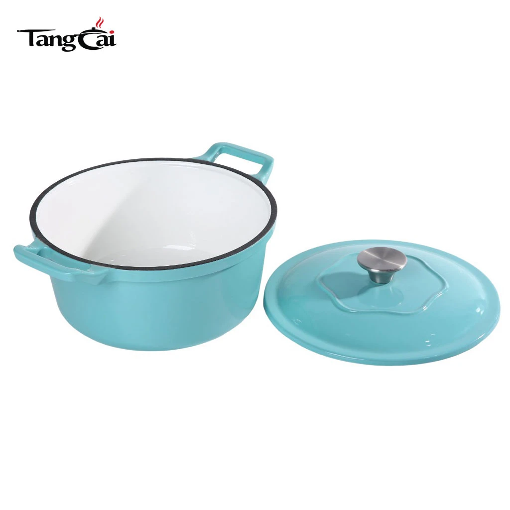 Four hollandaise ronde classique en fonte &eacute;maill&eacute;e de 5&nbsp;QT&nbsp;- Cocotte bleue Tiffany Pot &agrave; soupe pour la cuisson du pain au levain