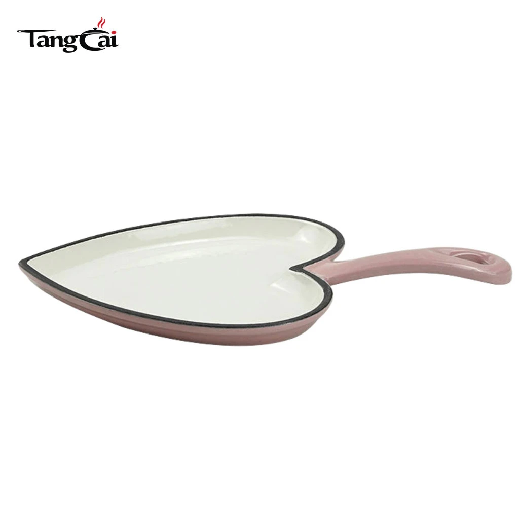 Mini ustensiles de cuisson en forme de c&oelig;ur en fonte &eacute;maill&eacute;e rose Skillet
