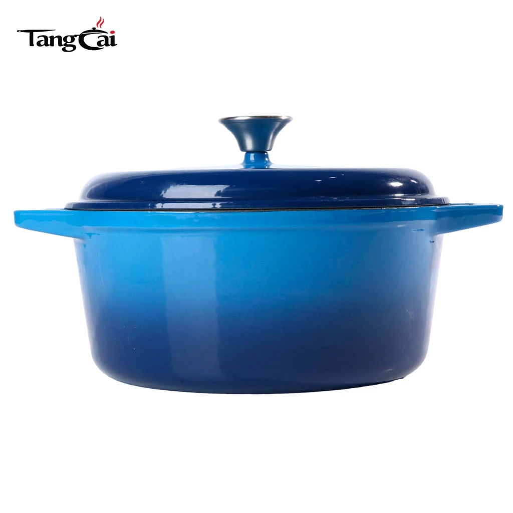 Four hollandaise en fonte &eacute;maill&eacute;e bleue de 6&nbsp;litres, cocotte robuste et braisi&egrave;re avec couvercle