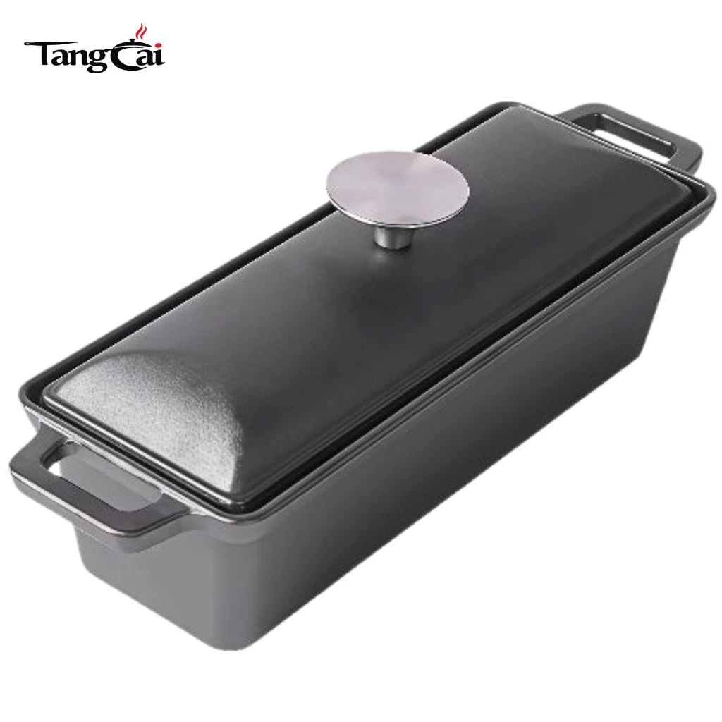 Four &agrave; pain rectangulaire en fonte, pain pleine grandeur de 10" x 5" - Cloche &agrave; pain pour four hollandais avec couvercle &agrave; circulation de vapeur pour une cuisson parfaite du pain au levain