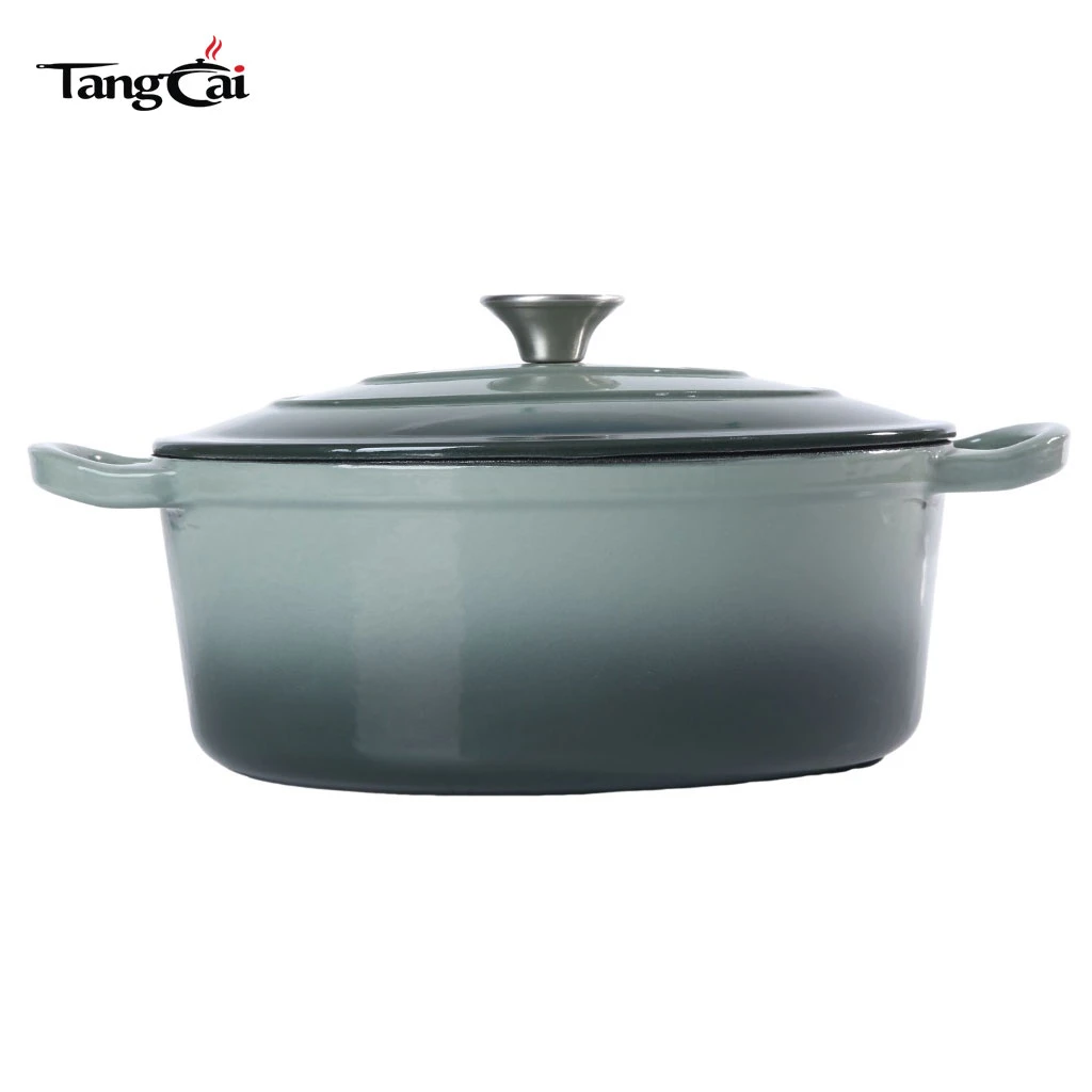 Four hollandaise en fonte &eacute;maill&eacute;e ovale de grande capacit&eacute; de 6,5 QT, marmite robuste de grande taille pour la cuisine familiale