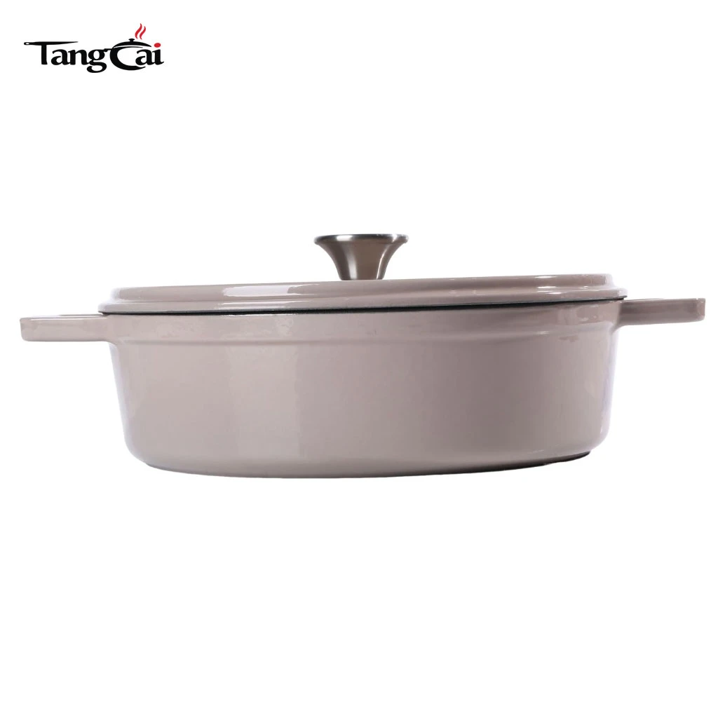Vente en gros de petite cocotte en fonte &eacute;maill&eacute;e, mini Casserole de fruits de mer avec couvercle plat