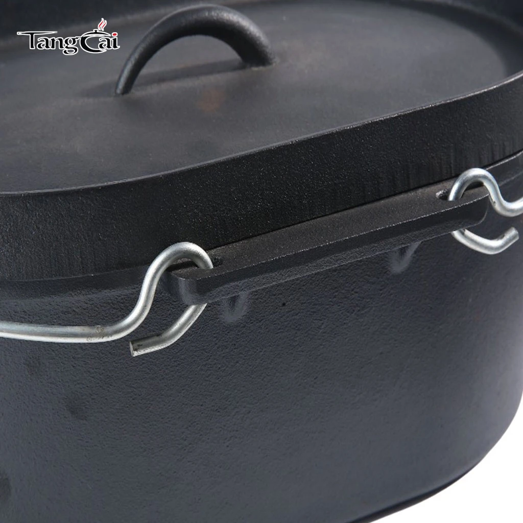 Ustensile de cuisine de camping 5,5 QT Four hollandais ovale en fonte avec couvercle de gril