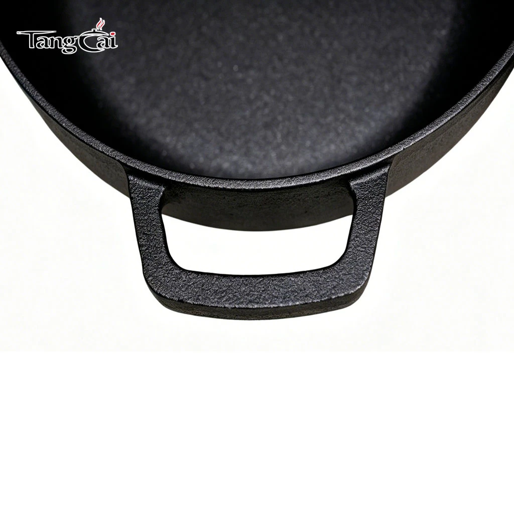 Vente en gros de cuisini&egrave;re combin&eacute;e 2-en-1 en fonte pr&eacute;-enduite, machine &agrave; pain ronde et r&ocirc;tissoire