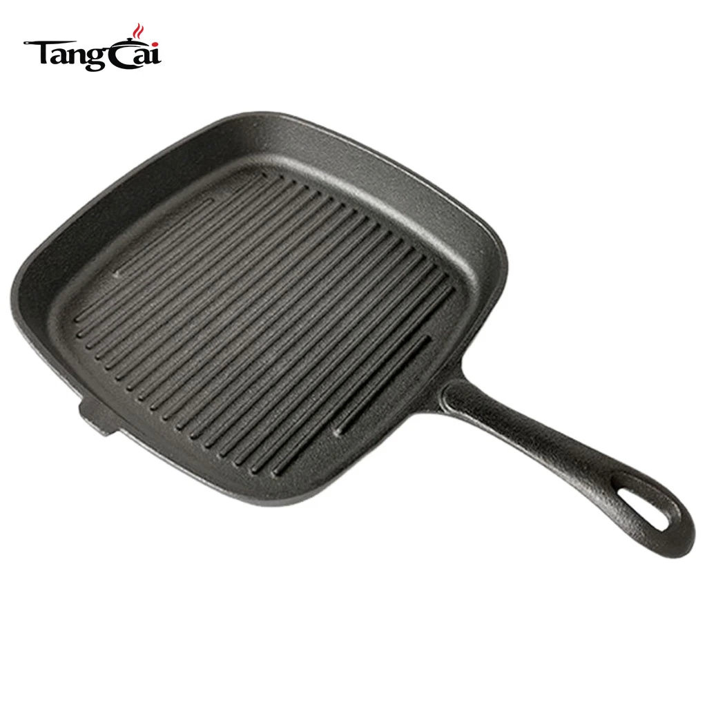 Po&ecirc;le &agrave; griller carr&eacute;e en fonte pr&eacute;-assaisonn&eacute;e avec bec verseur simple
