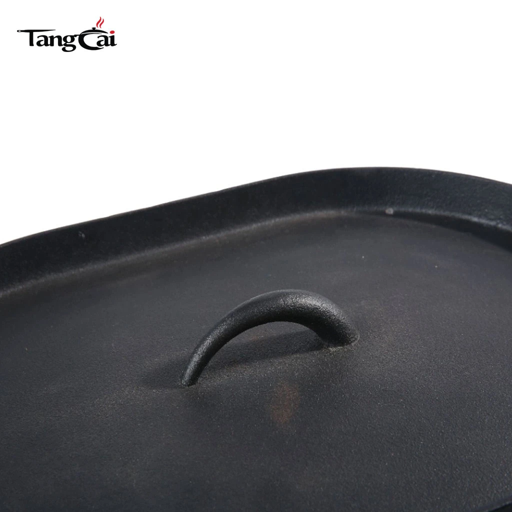 Ustensile de cuisine de camping 5,5 QT Four hollandais ovale en fonte avec couvercle de gril