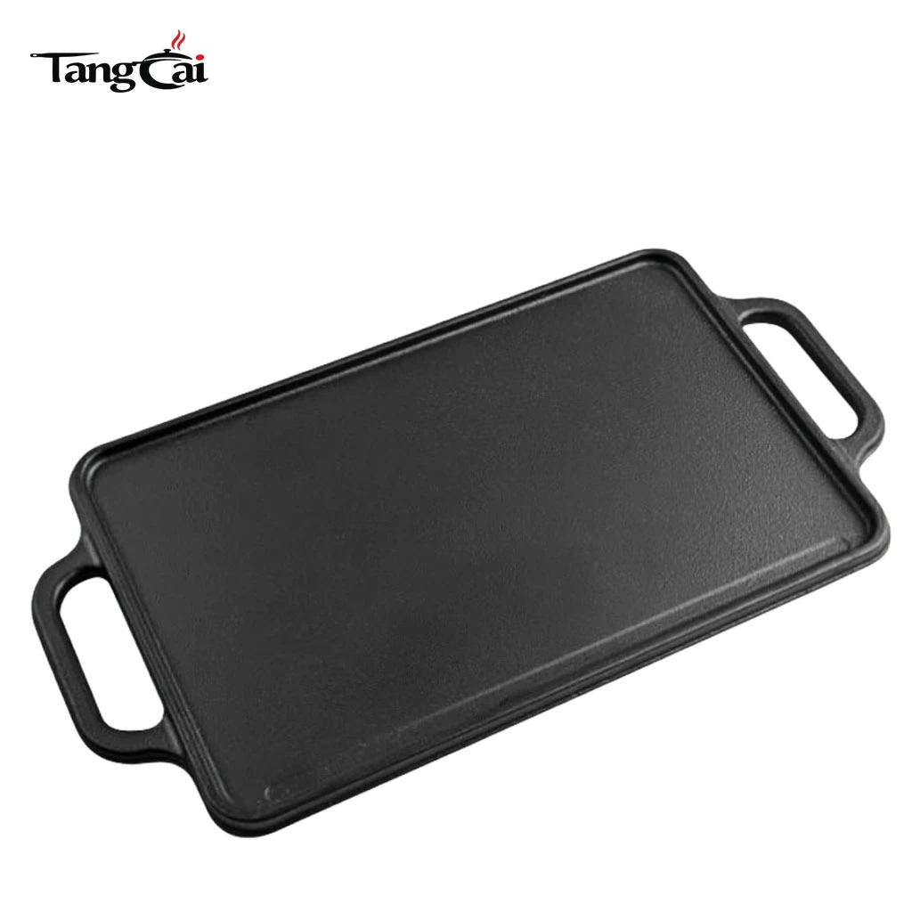 Gros rectangulaire en fonte r&eacute;versible pour barbecue Plancha en fonte