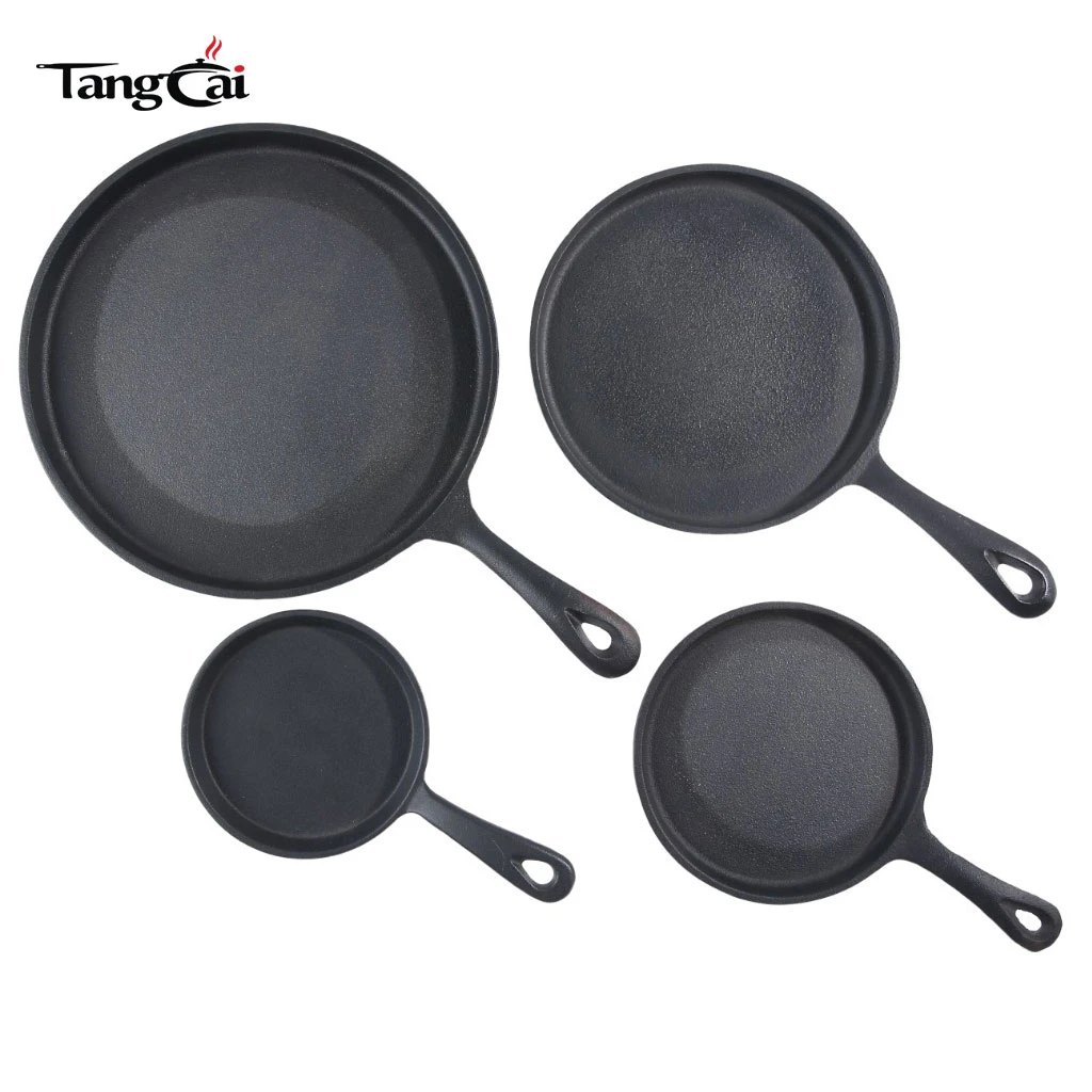 Collection de po&ecirc;les &agrave; frire plates empilables en fonte de 4&nbsp;tailles en gros