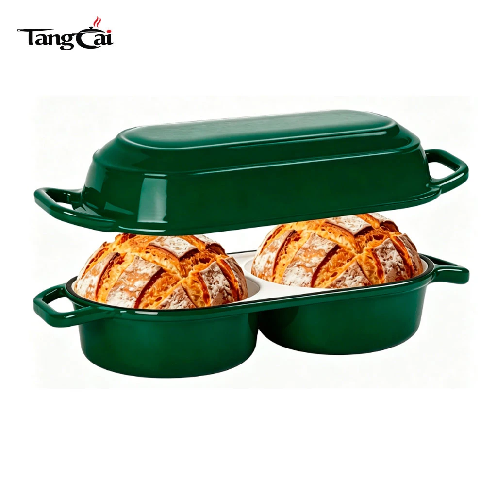 Tendance&nbsp;2026&nbsp;Moule &agrave; pain en fonte avec couvercle, four hollandais double de 2,2&nbsp;QT pour la cuisson du pain au levain