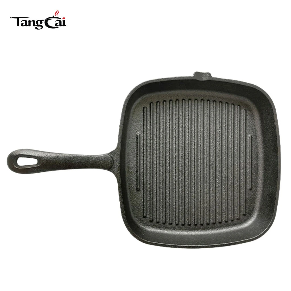 Po&ecirc;le &agrave; griller carr&eacute;e en fonte pr&eacute;-assaisonn&eacute;e avec bec verseur simple