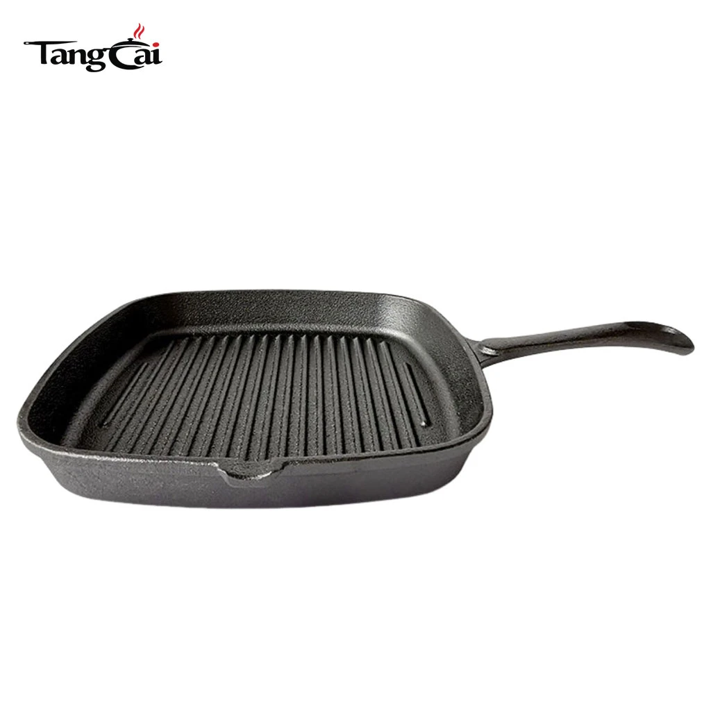 Po&ecirc;le &agrave; griller carr&eacute;e en fonte pr&eacute;-assaisonn&eacute;e avec bec verseur simple