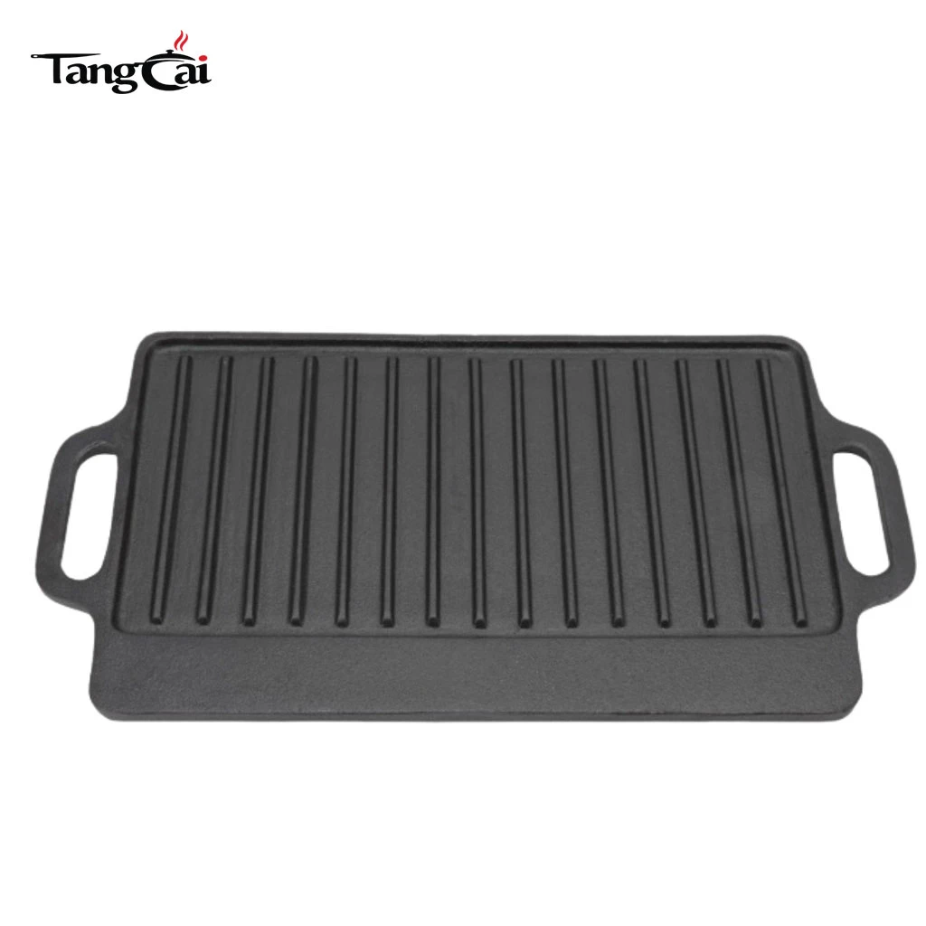 Gros rectangulaire en fonte r&eacute;versible pour barbecue Plancha en fonte