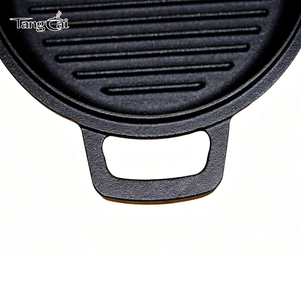Vente en gros de cuisini&egrave;re combin&eacute;e 2-en-1 en fonte pr&eacute;-enduite, machine &agrave; pain ronde et r&ocirc;tissoire