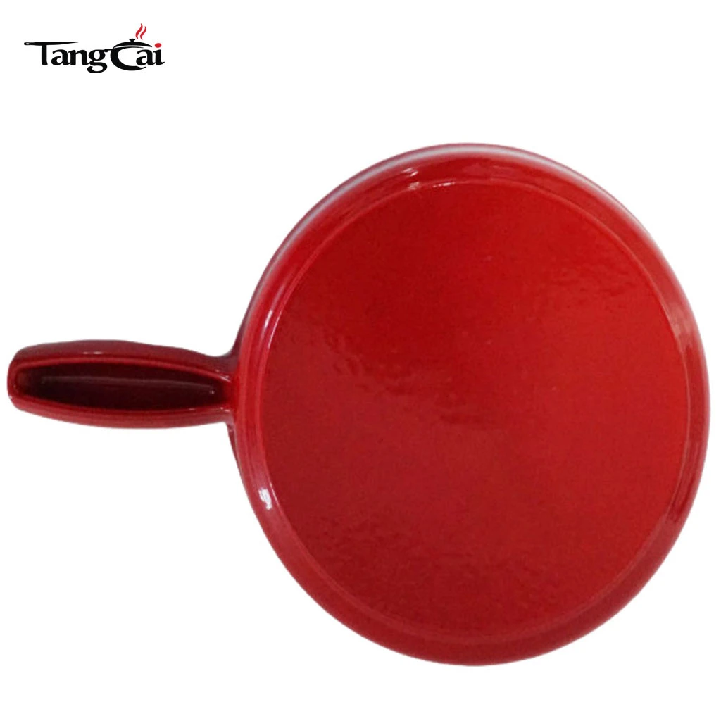 Casserole &agrave; fondue en fonte &eacute;maill&eacute;e rouge personnalis&eacute;e avec motif panoramique imprim&eacute;