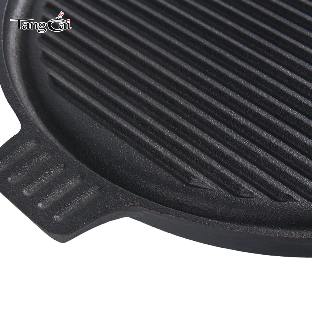 Po&ecirc;le &agrave; griller ronde en fonte de style cor&eacute;en avec deux poign&eacute;es&nbsp;- Po&ecirc;le &agrave; frire antiadh&eacute;sive pour barbecue