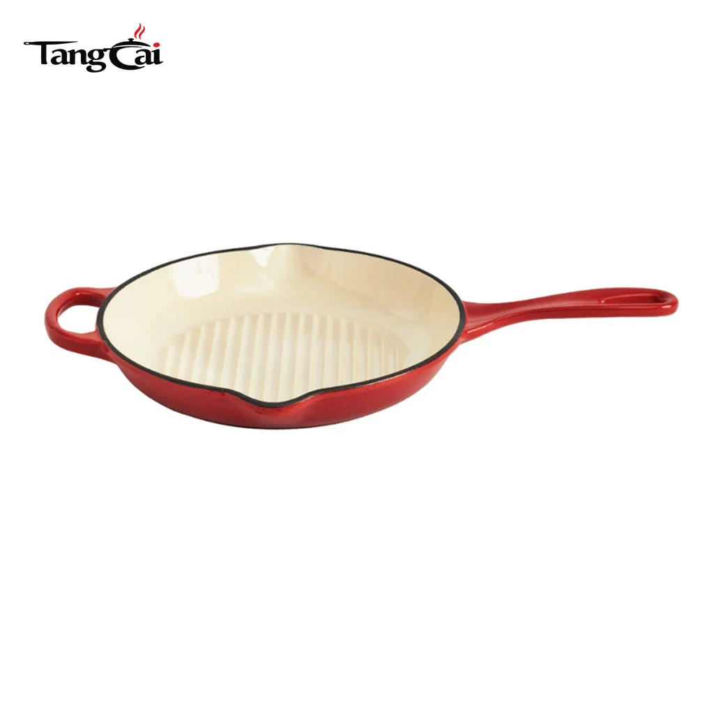 Batterie de cuisine de luxe personnalis&eacute;e en fonte &eacute;maill&eacute;e de 6&nbsp;pi&egrave;ces - Casseroles et po&ecirc;les rouge brillant