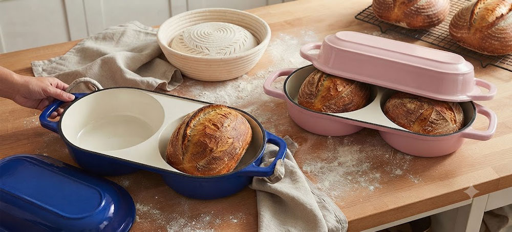 Pourquoi le four hollandais double en fonte émaillée 2 en 1 est le meilleur démarreur pour votre entreprise d'ustensiles de cuisson en fonte