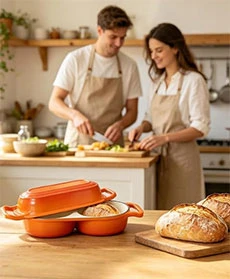 Pourquoi le four hollandais double en fonte &eacute;maill&eacute;e 2 en 1 est le meilleur d&eacute;marreur pour votre entreprise d'ustensiles de cuisson en fonte