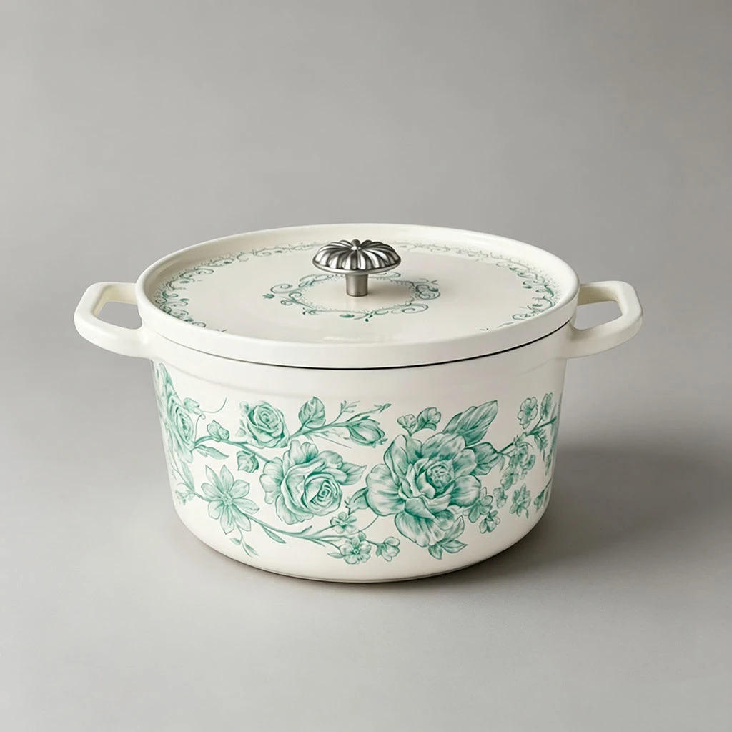 Four hollandaise en fonte &eacute;maill&eacute;e florale vintage tendance personnalis&eacute;e&nbsp;| OEM ODM pris en charge