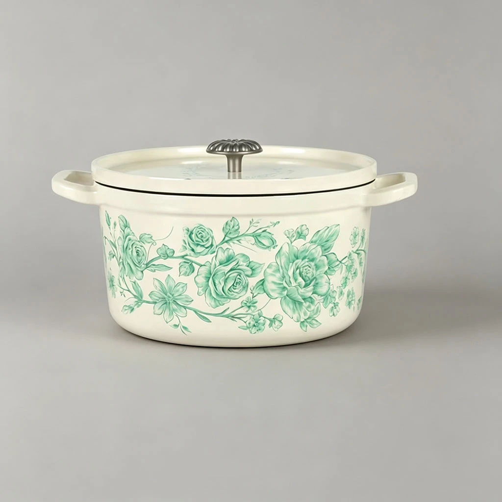 Four hollandaise en fonte &eacute;maill&eacute;e florale vintage tendance personnalis&eacute;e&nbsp;| OEM ODM pris en charge