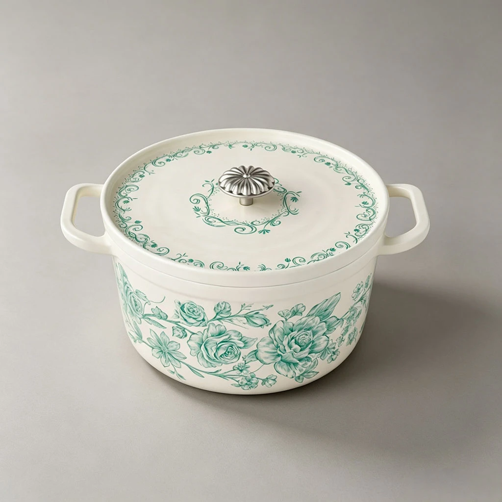 Four hollandaise en fonte &eacute;maill&eacute;e florale vintage tendance personnalis&eacute;e&nbsp;| OEM ODM pris en charge