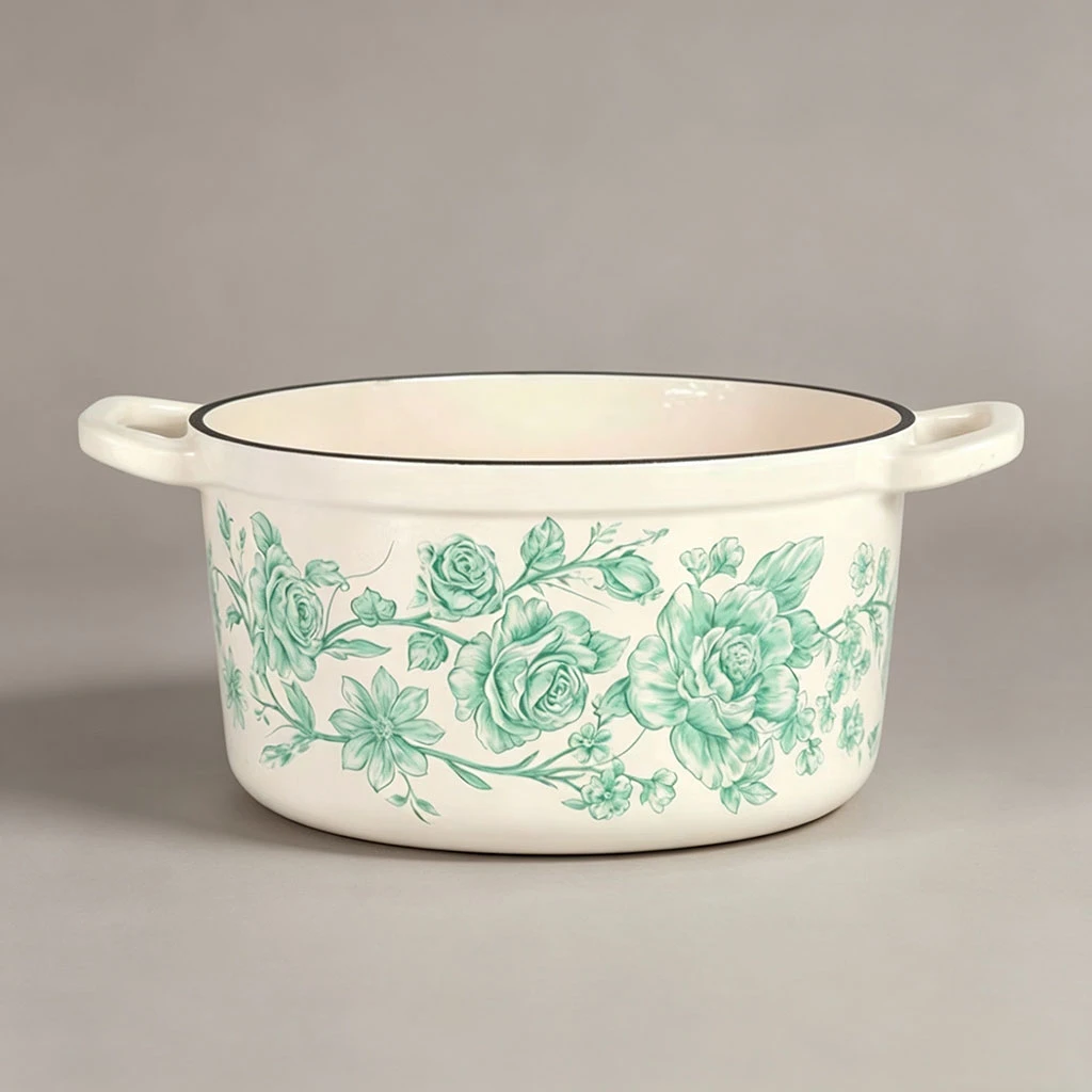 Four hollandaise en fonte &eacute;maill&eacute;e florale vintage tendance personnalis&eacute;e&nbsp;| OEM ODM pris en charge