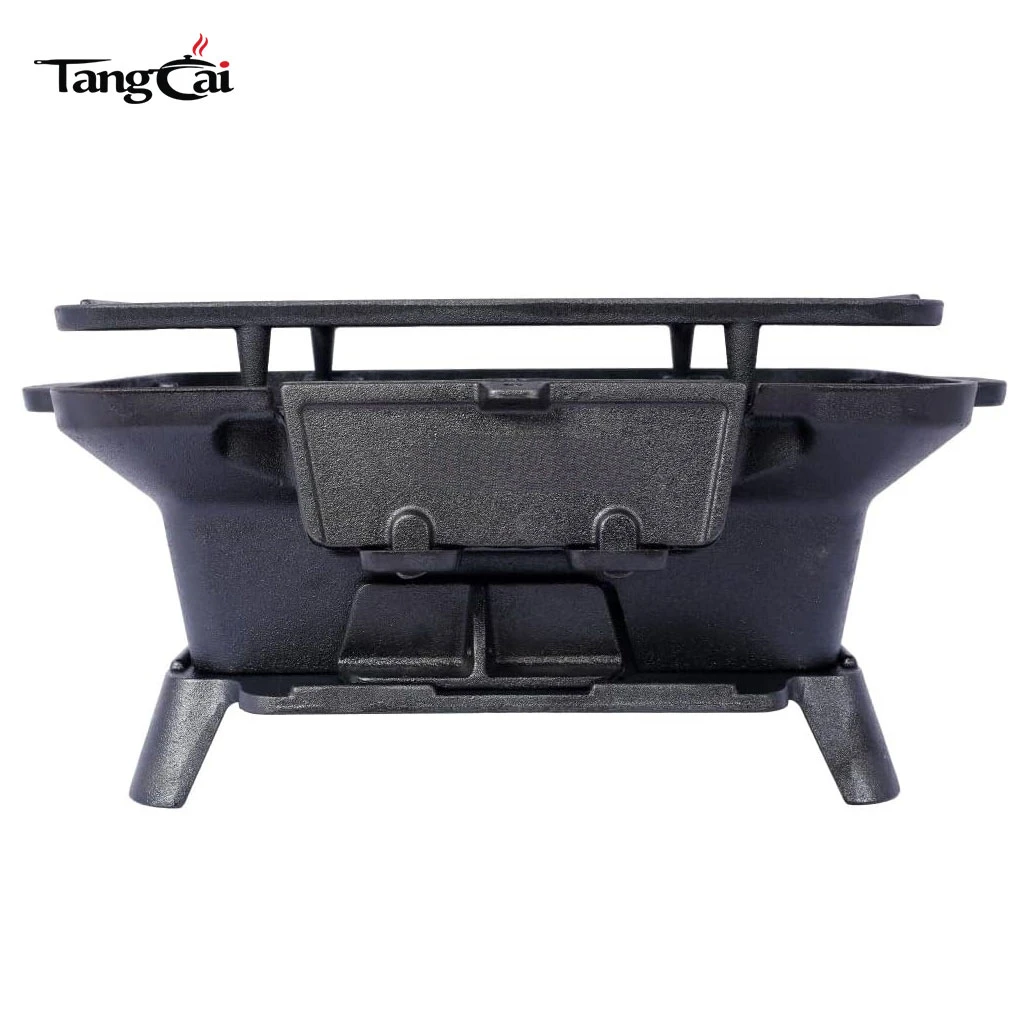 Grill Hibachi en fonte en gros, mini barbecue &agrave; charbon portable, po&ecirc;le de table pour l'ext&eacute;rieur, les pique-niques et la chasse