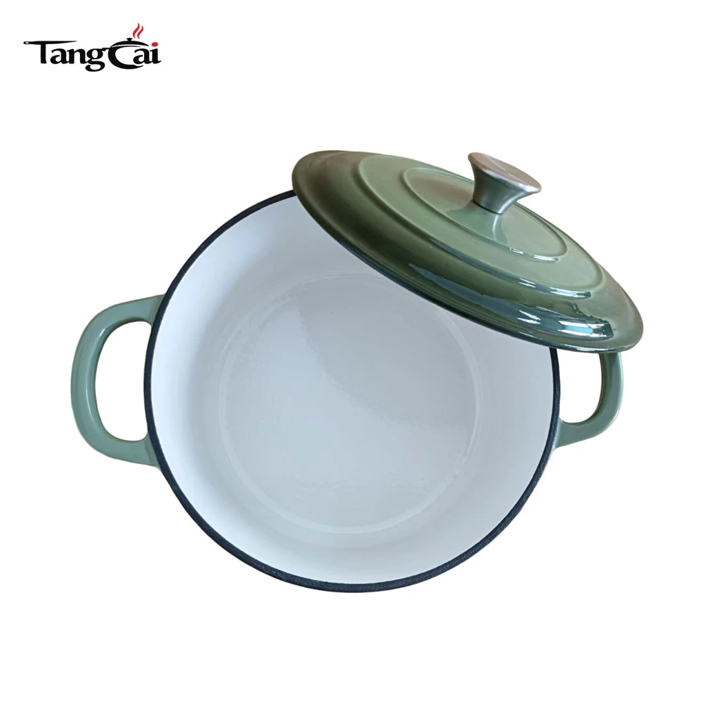 Four hollandais rond en fonte &eacute;maill&eacute;e de 5,5&nbsp;QT au design moderne avec poign&eacute;es plus larges