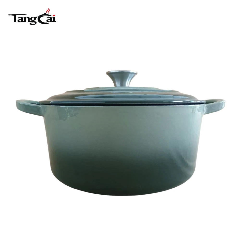 Four hollandais rond en fonte &eacute;maill&eacute;e de 5,5&nbsp;QT au design moderne avec poign&eacute;es plus larges