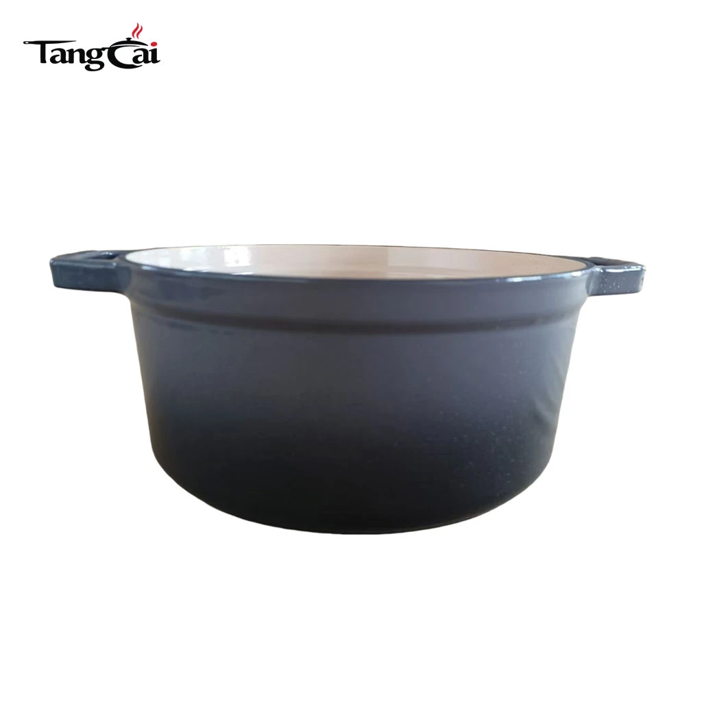 Four hollandaise en fonte &eacute;maill&eacute;e en gros | Pot en fonte &eacute;maill&eacute;e noire anti-&eacute;caillage durable | Fabricant d'ustensiles de cuisine en fonte