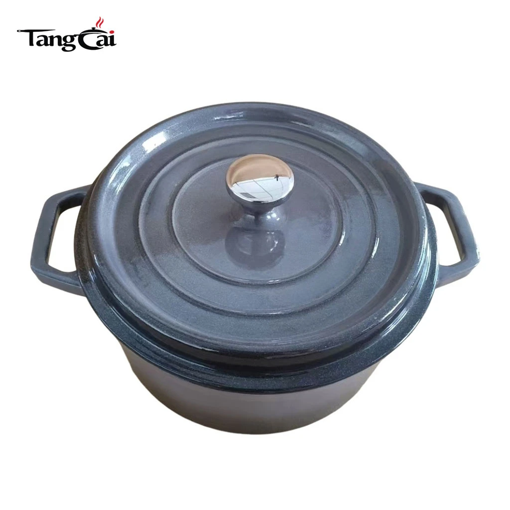 Four hollandaise en fonte &eacute;maill&eacute;e en gros | Pot en fonte &eacute;maill&eacute;e noire anti-&eacute;caillage durable | Fabricant d'ustensiles de cuisine en fonte