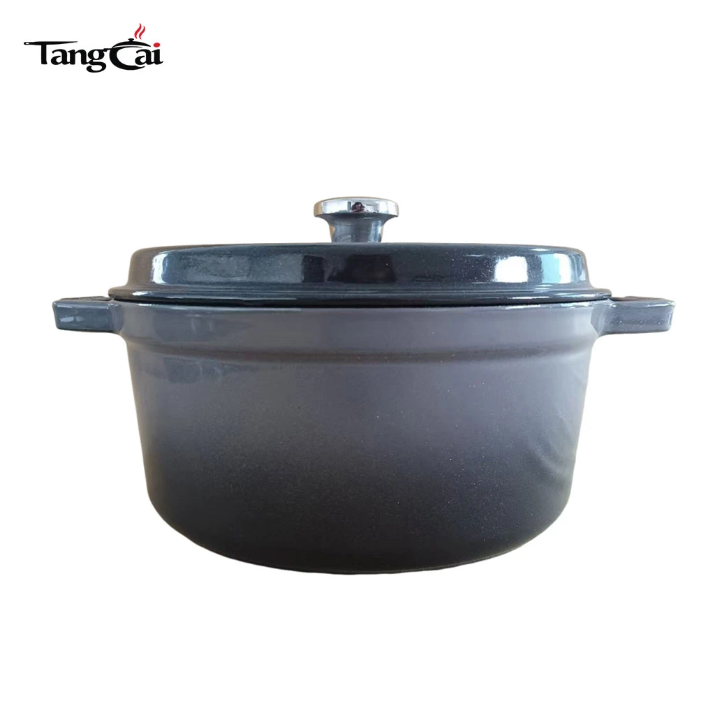 Four hollandaise en fonte &eacute;maill&eacute;e en gros | Pot en fonte &eacute;maill&eacute;e noire anti-&eacute;caillage durable | Fabricant d'ustensiles de cuisine en fonte