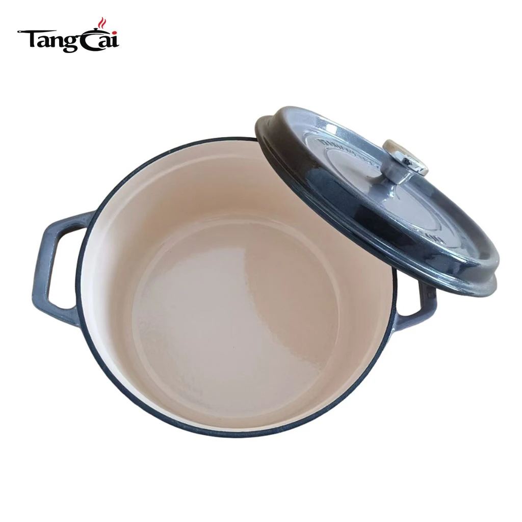 Four hollandaise en fonte &eacute;maill&eacute;e en gros | Pot en fonte &eacute;maill&eacute;e noire anti-&eacute;caillage durable | Fabricant d'ustensiles de cuisine en fonte
