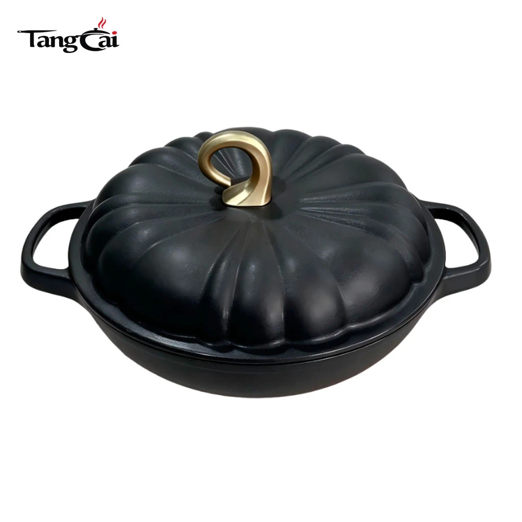 Four hollandaise en fonte &eacute;maill&eacute;e OEM en forme de citrouille, cocotte en forme de l&eacute;gume